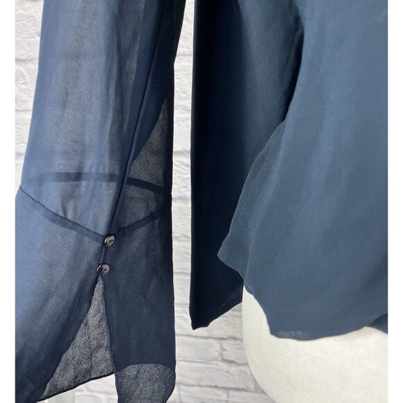 FRACOMINA Women's Navy Crop/Tie Back Flare Sleeve Blouse - Picture 2 of 6